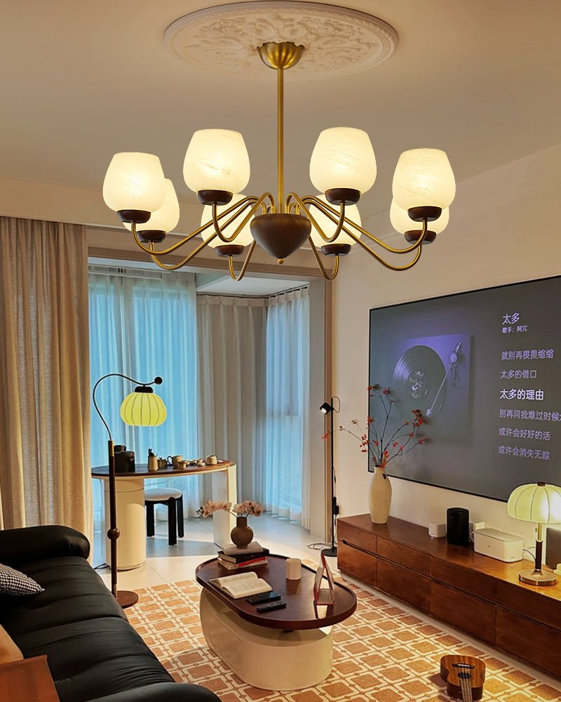 Sytheiel Premium Eleganz Holz Glas Kronleuchter-Letslighting