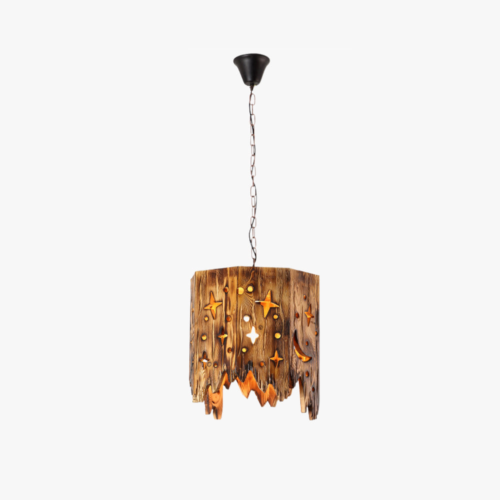 Epoch Retro Starry Pendelleuchte Holzfarbe, Wohnzimmer, Metall Holz