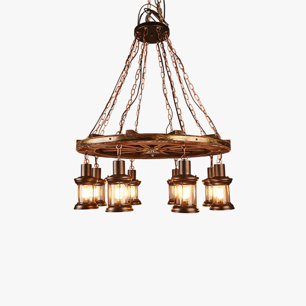 Epoch Vintage Ruder Metall/Holz Pendelleuchte, Walnuss
