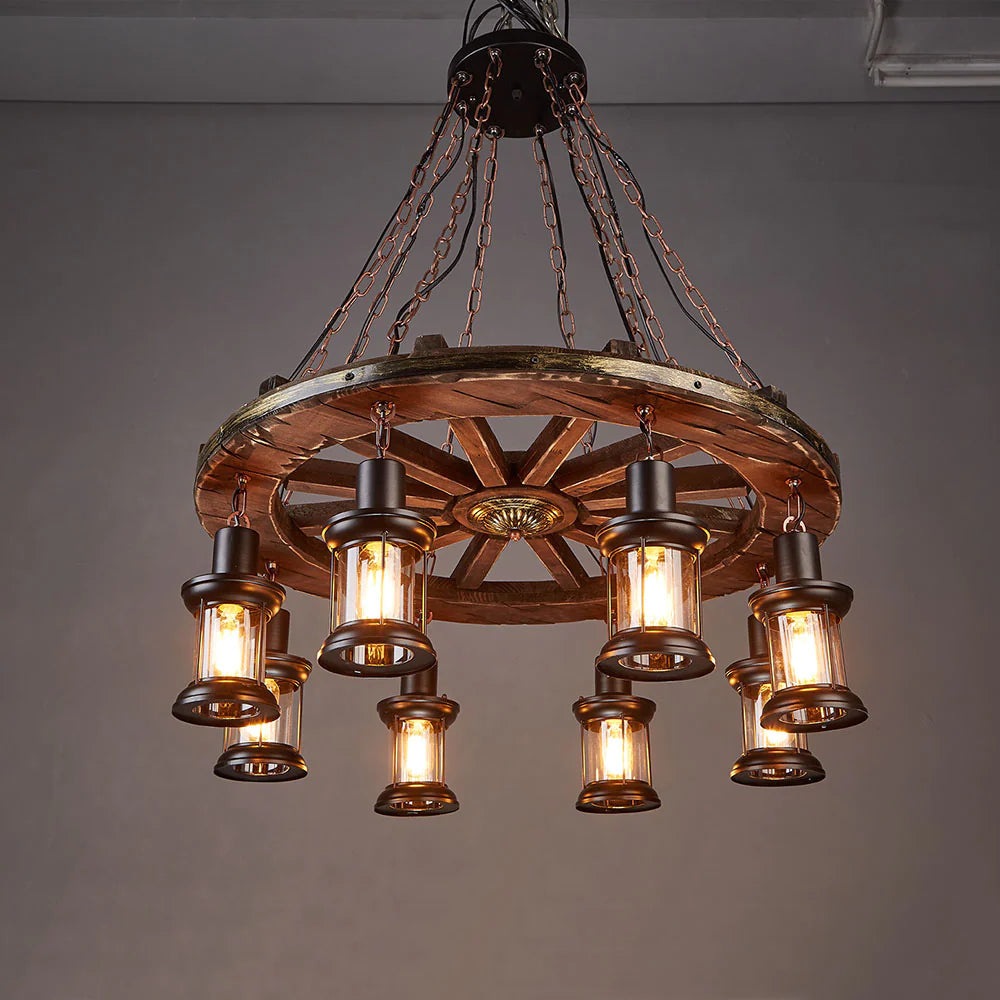 Epoch Vintage Ruder Metall/Holz Pendelleuchte, Walnuss