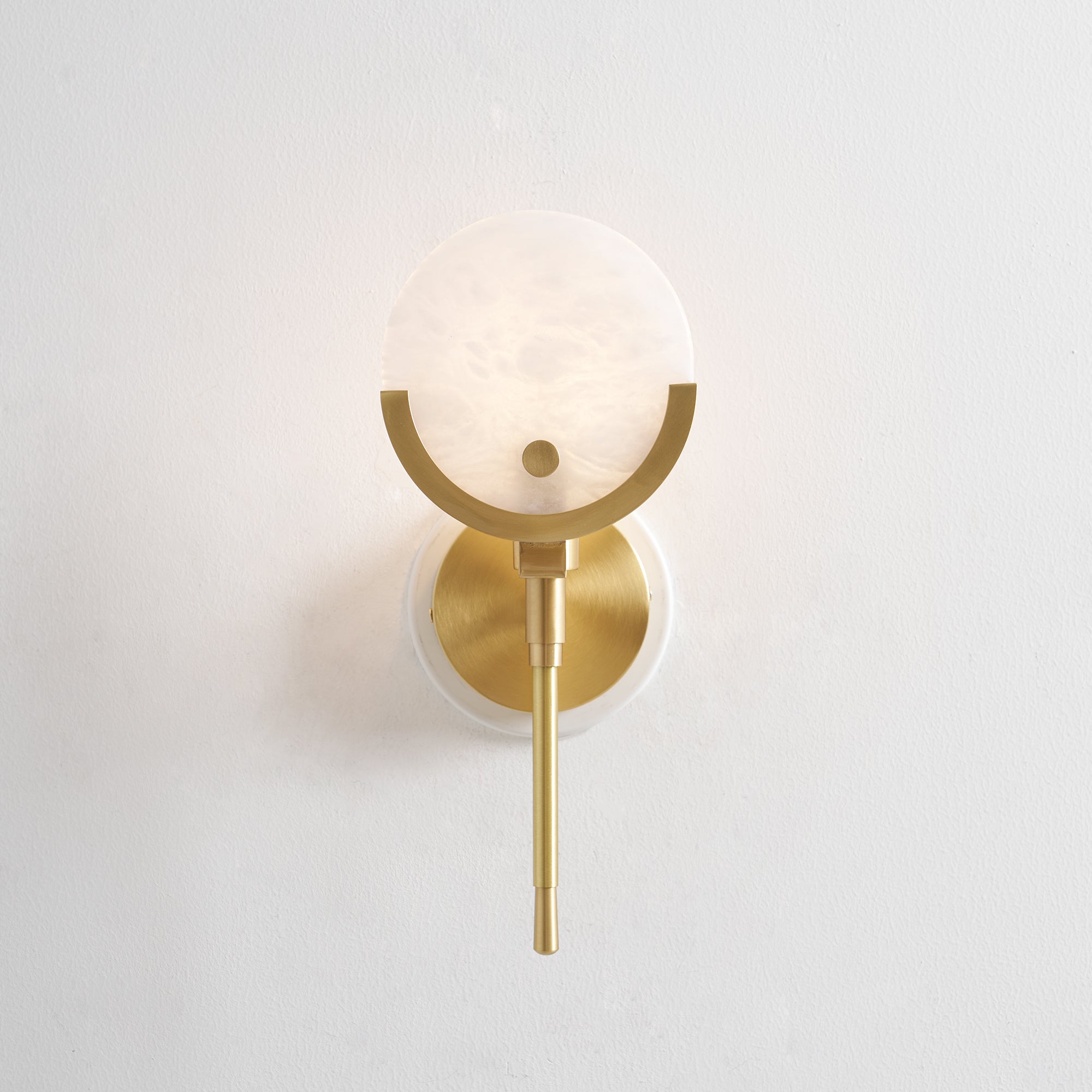 Ljomuvyo Modern Minimalist Brass Alabaster Sconce Wall Lamp - Letslighting