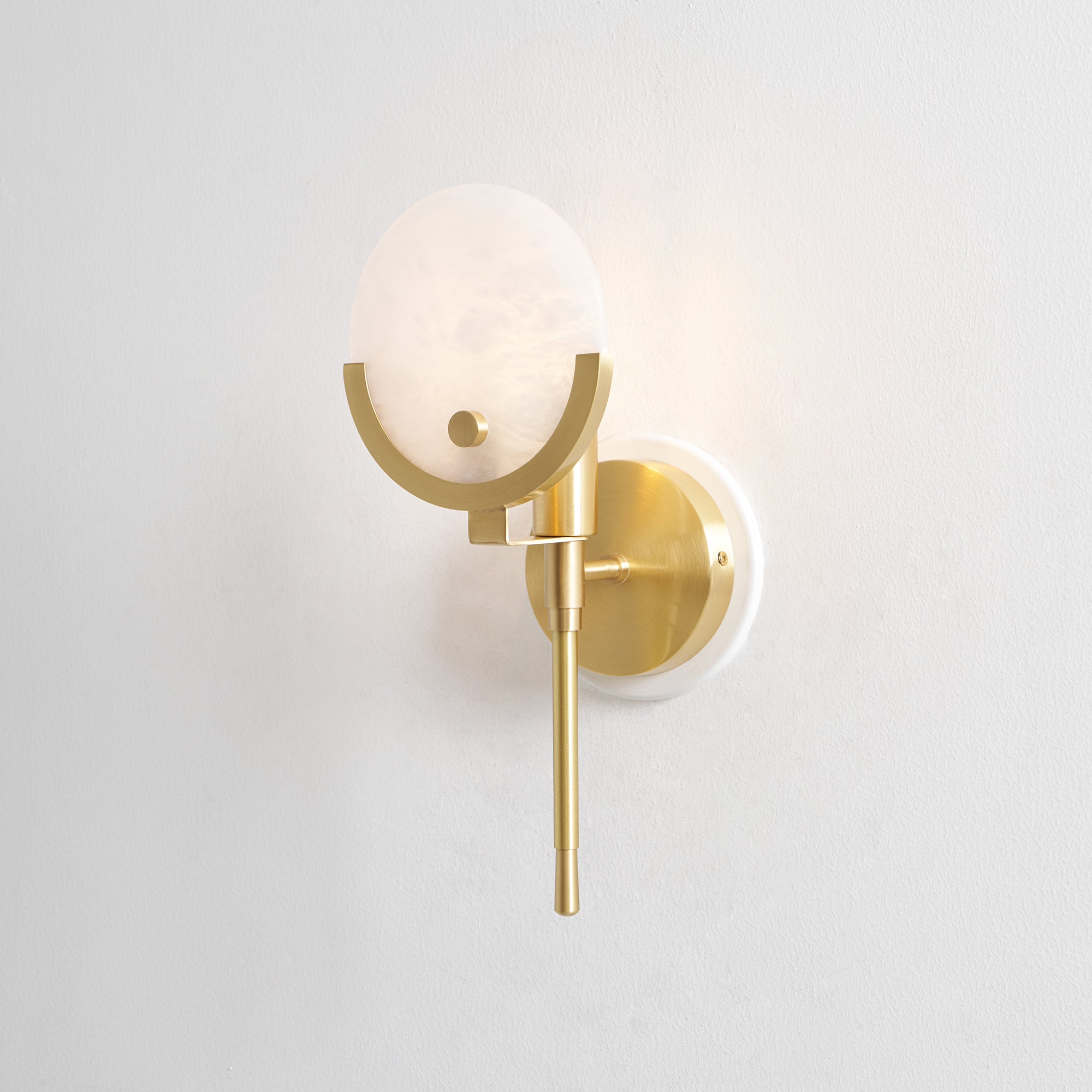 Ljomuvyo Modern Minimalist Brass Alabaster Sconce Wall Lamp - Letslighting