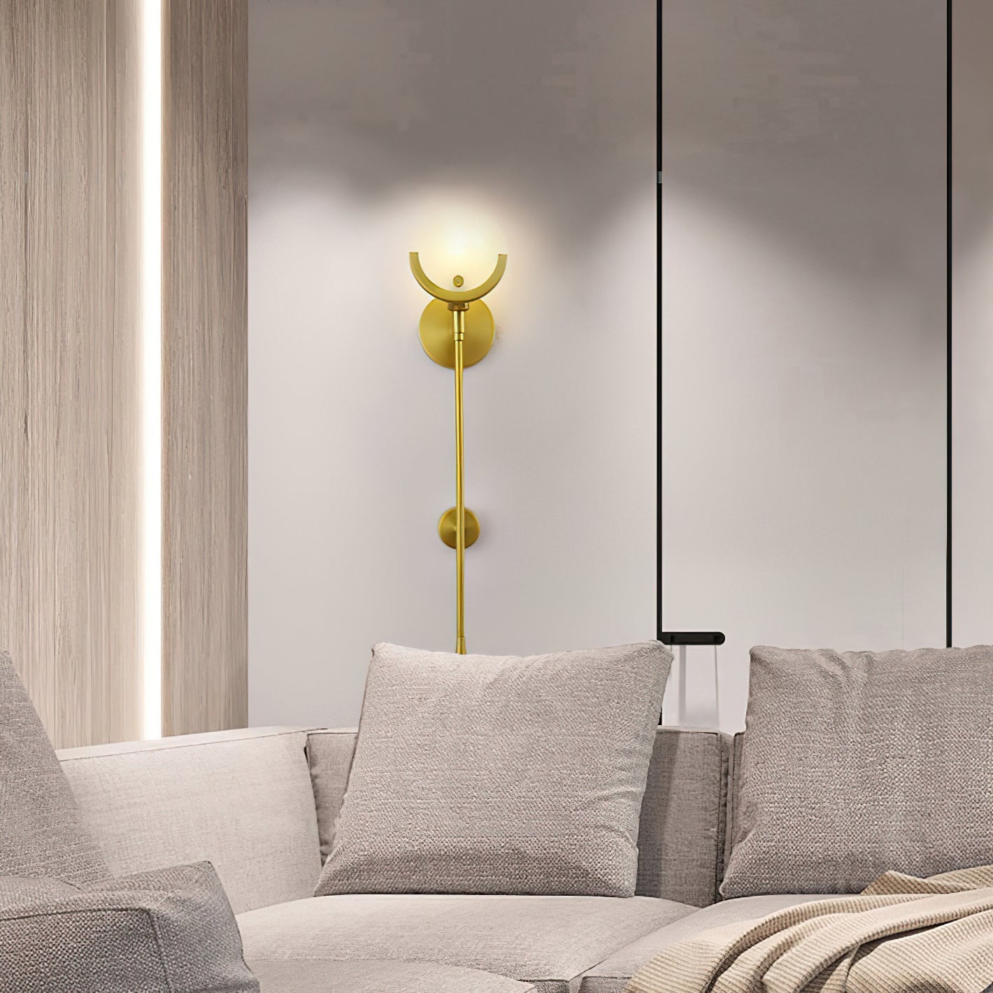 Ljomuvyo Modern Minimalist Brass Alabaster Sconce Wall Lamp - Letslighting