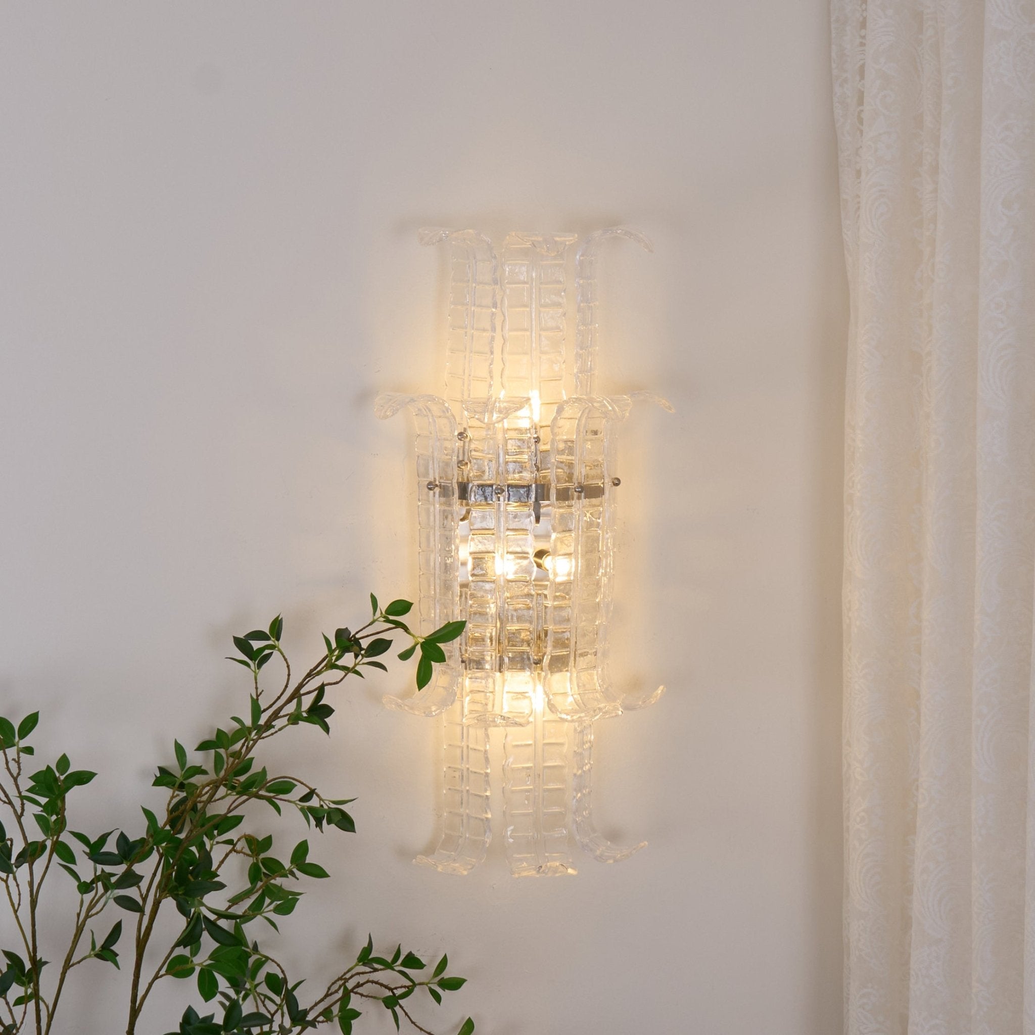 Aurora Wall Sconce Clear Murano Glass Panel Geometric - Neutralighting