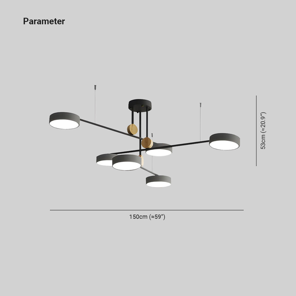 Avi Nordisch Rund LED Kronleuchter Grau/Grün Metall Wohnzimmer-Letslighting