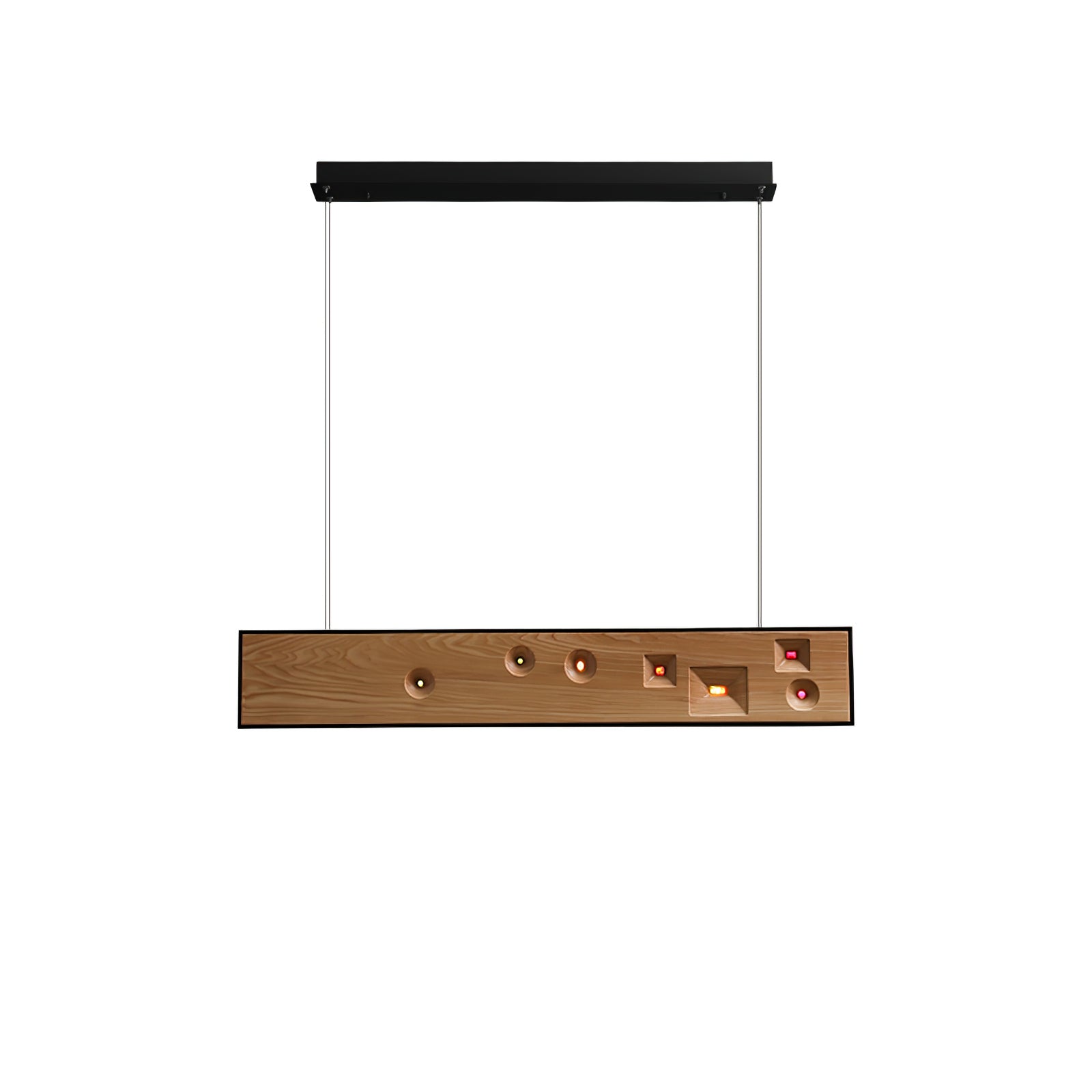Lustra Lineare Pendelleuchte aus Holz mit Edelsteinen-Letslighting