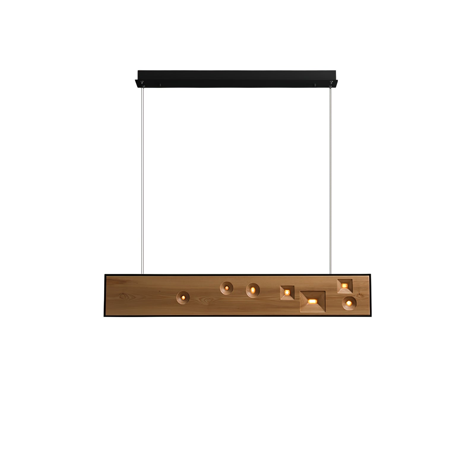 Lustra Lineare Pendelleuchte aus Holz mit Edelsteinen-Letslighting