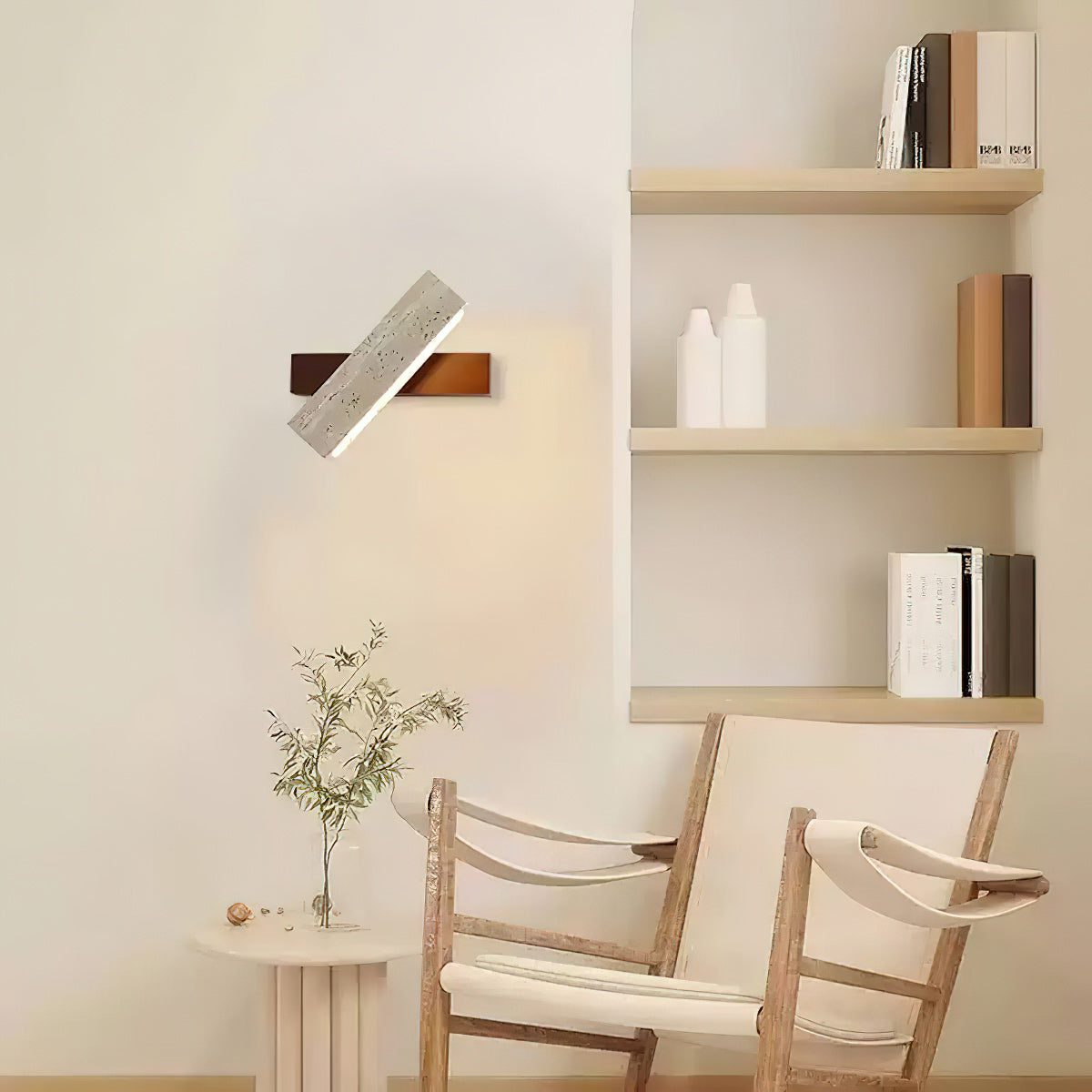 Ostruvyo Modern Minimalist Linear Walnut Travertine Wall Lamp - Letslighting