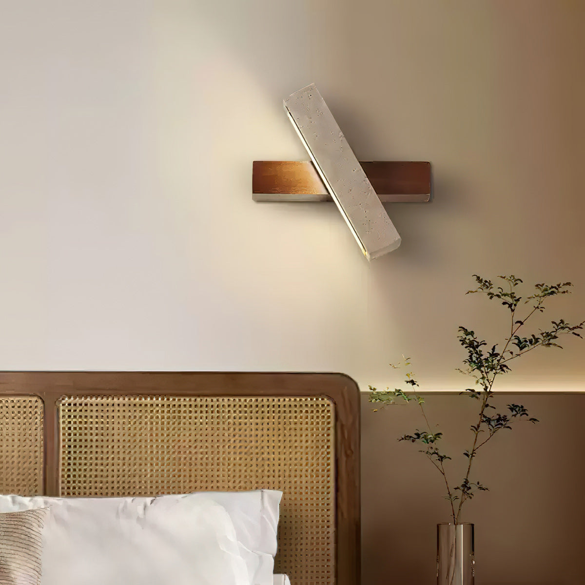 Ostruvyo Modern Minimalist Linear Walnut Travertine Wall Lamp - Letslighting