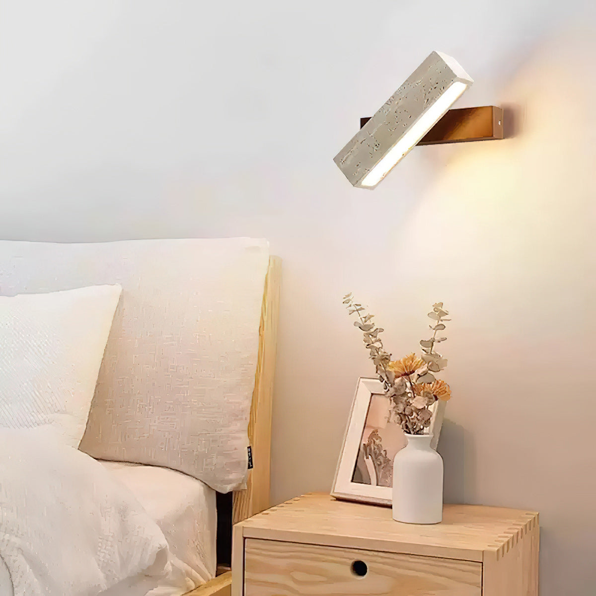 Ostruvyo Modern Minimalist Linear Walnut Travertine Wall Lamp - Letslighting