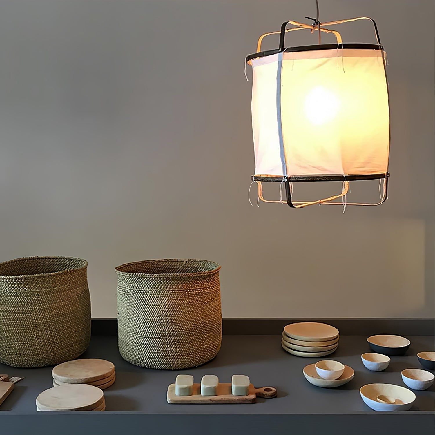 Lustra Pendelleuchte Lampe Bambus Schirm für Wohn Zimmer-Letslighting