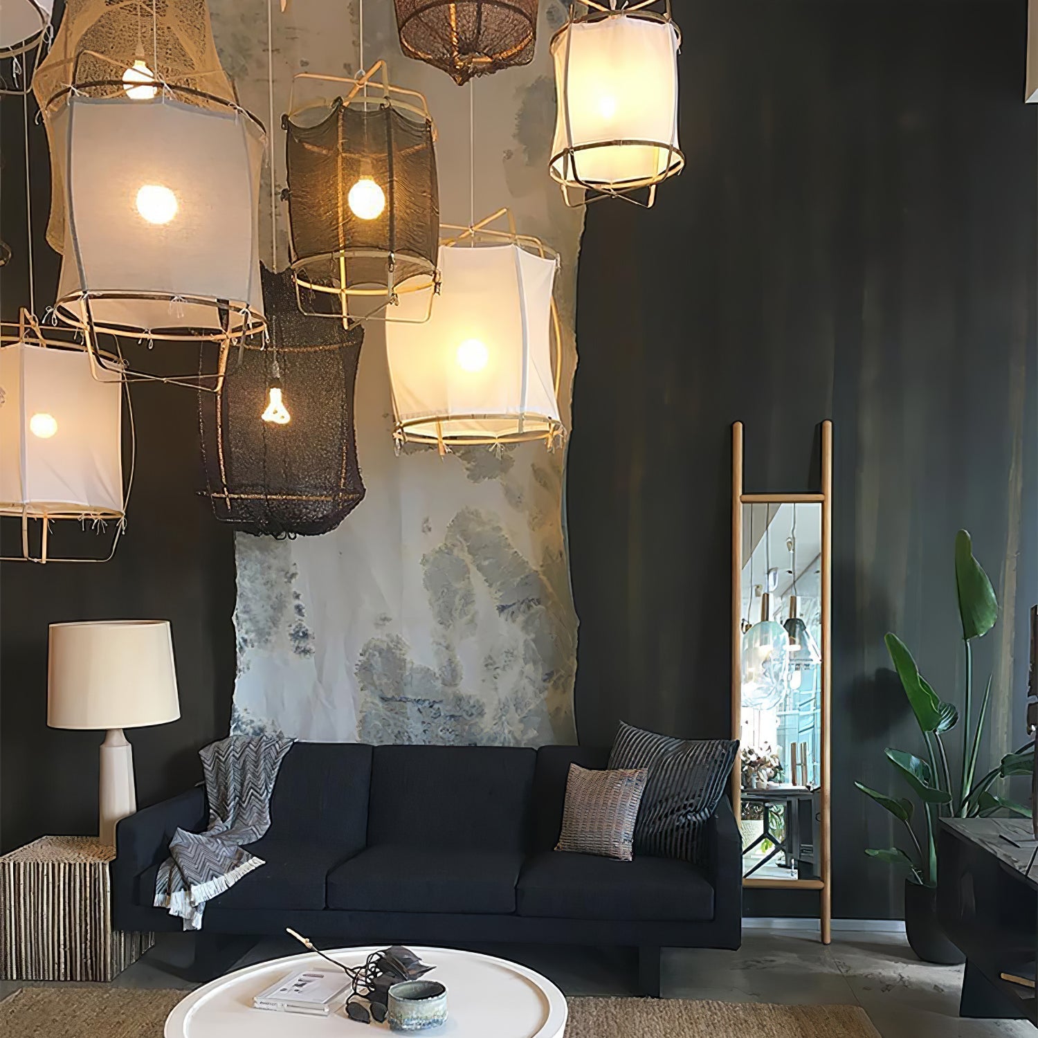 Lustra Pendelleuchte Lampe Bambus Schirm für Wohn Zimmer-Letslighting