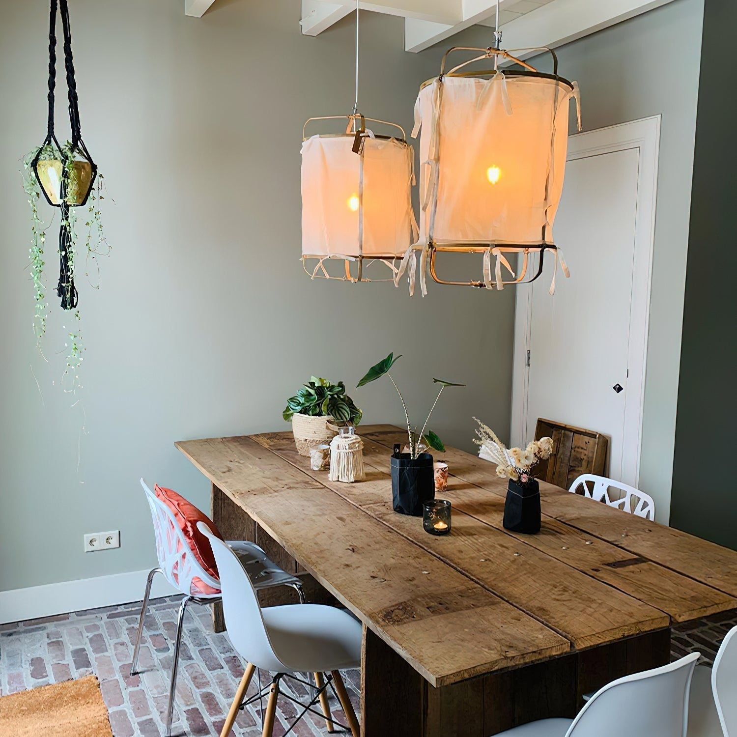 Lustra Pendelleuchte Lampe Bambus Schirm für Wohn Zimmer-Letslighting