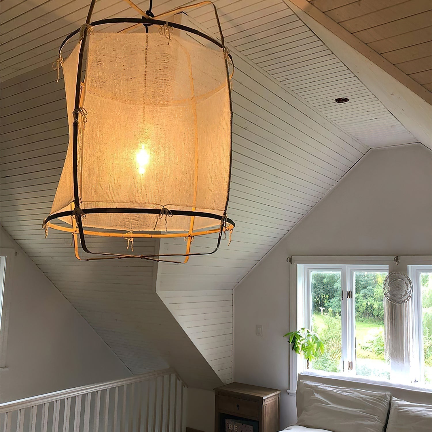 Lustra Pendelleuchte Lampe Bambus Schirm für Wohn Zimmer-Letslighting