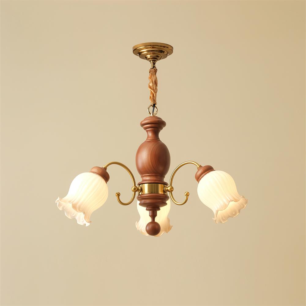 Rowan Vintage Kronleuchter aus Glas und Holz-Letslighting