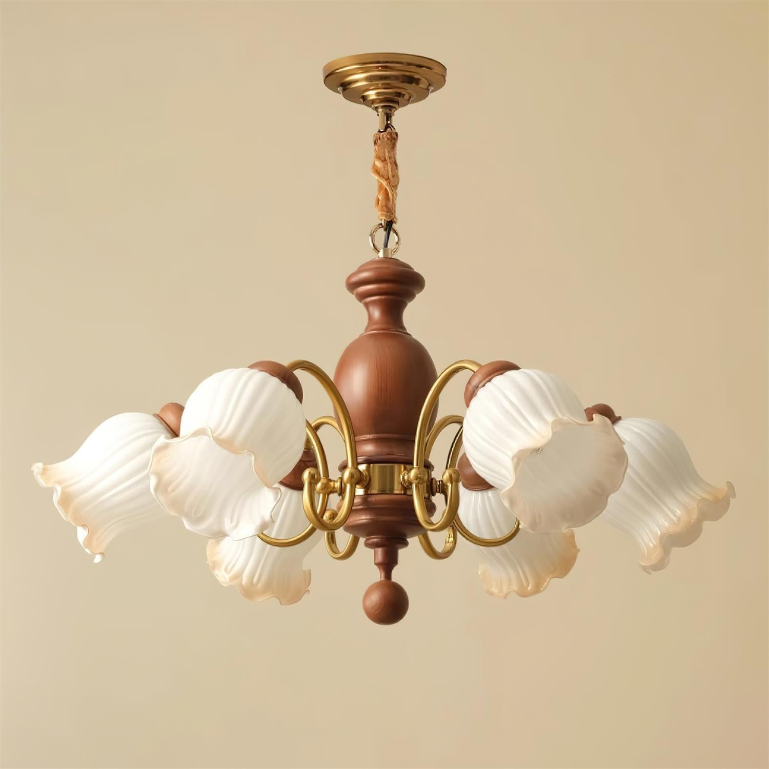 Rowan Vintage Kronleuchter aus Glas und Holz-Letslighting