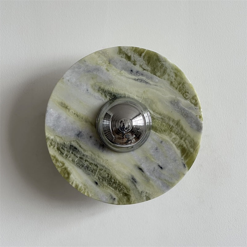 Evvarel Modern Minimalist Green Marble Metal Sconce Wall Lamp - Letslighting