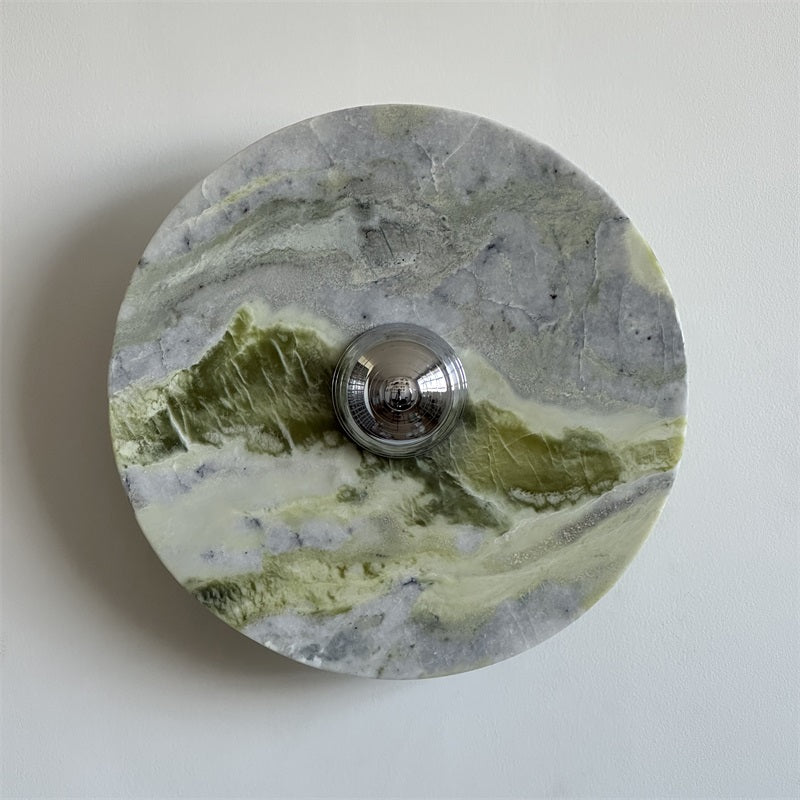 Evvarel Modern Minimalist Green Marble Metal Sconce Wall Lamp - Letslighting