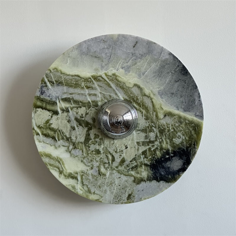 Evvarel Modern Minimalist Green Marble Metal Sconce Wall Lamp - Letslighting