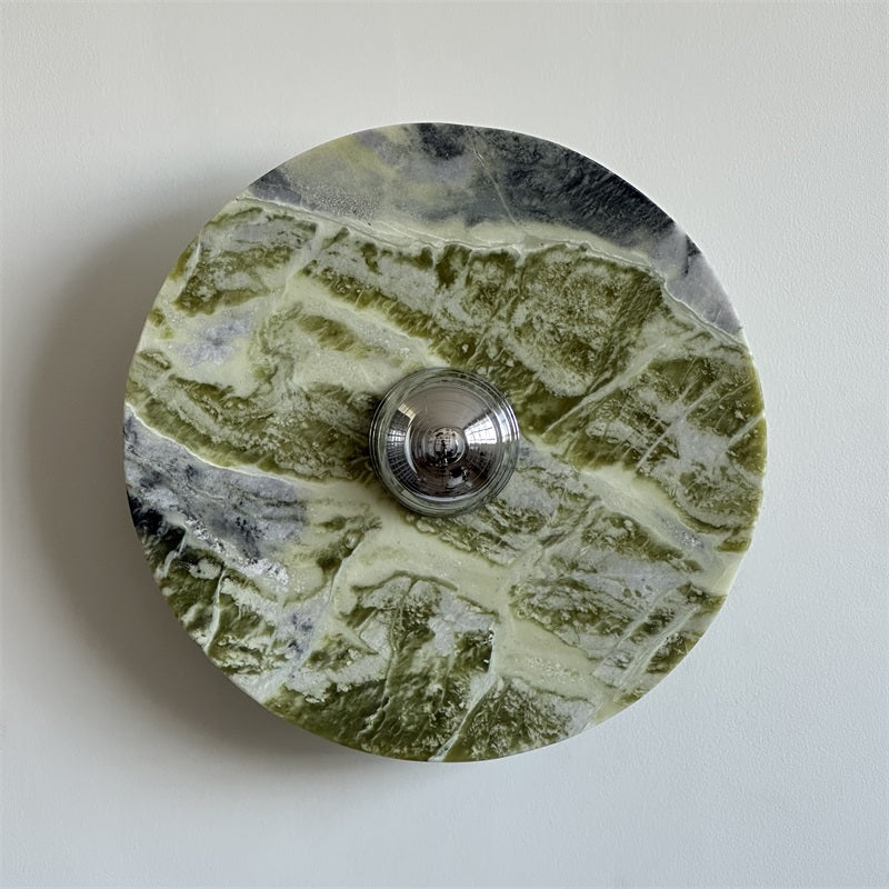Evvarel Modern Minimalist Green Marble Metal Sconce Wall Lamp - Letslighting