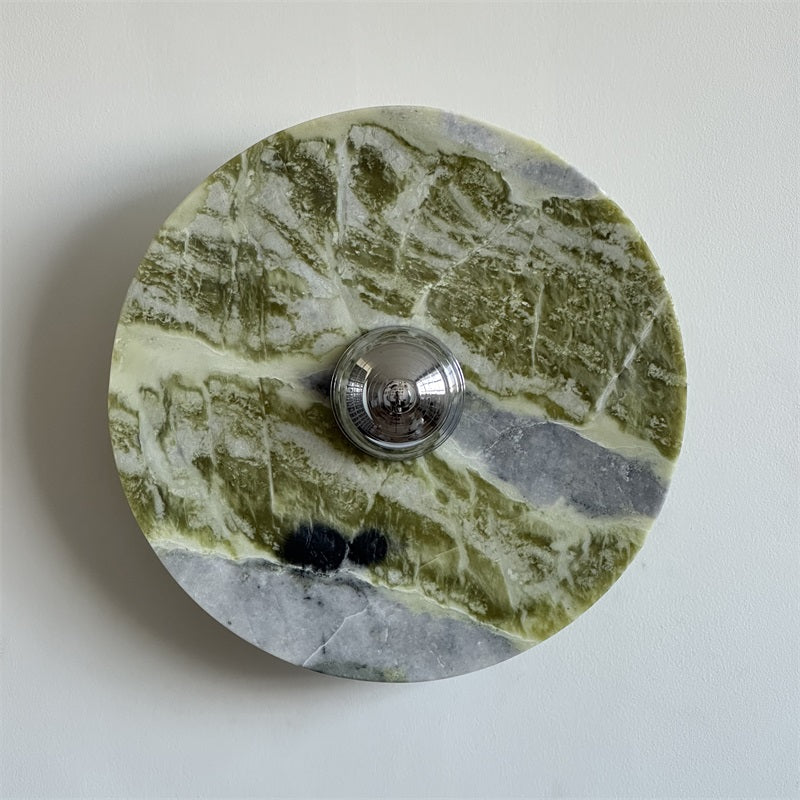 Evvarel Modern Minimalist Green Marble Metal Sconce Wall Lamp - Letslighting