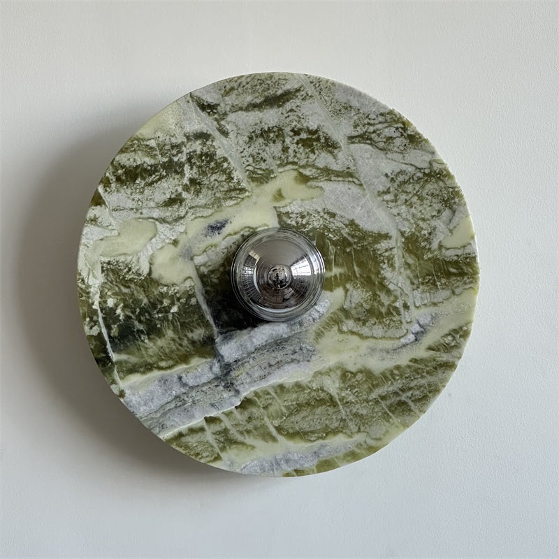 Evvarel Modern Minimalist Green Marble Metal Sconce Wall Lamp - Letslighting