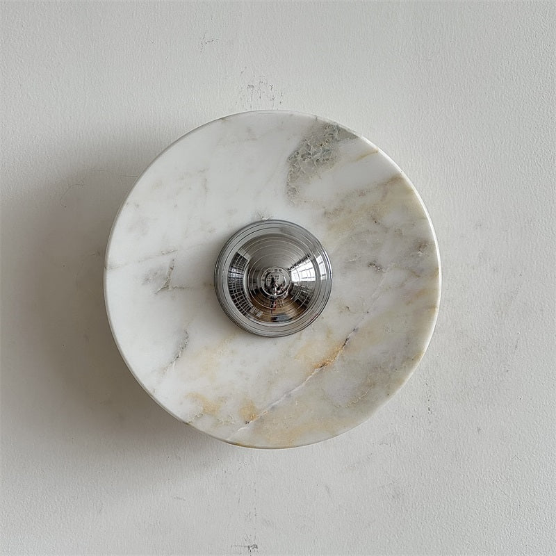 Alba Modern Minimalist Chrome Marble Metal Wall Lamp - Letslighting