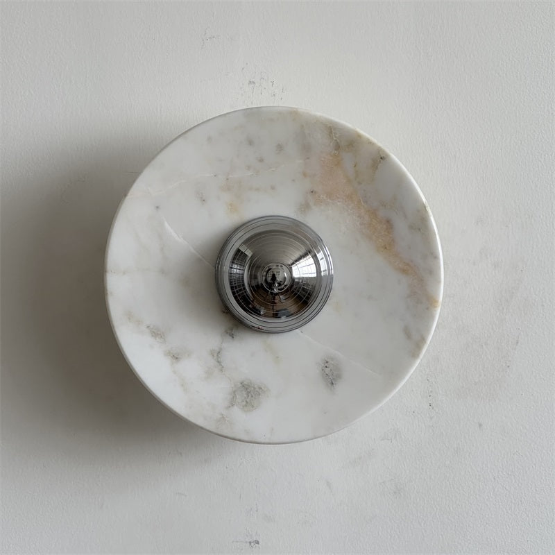 Alba Modern Minimalist Chrome Marble Metal Wall Lamp - Letslighting