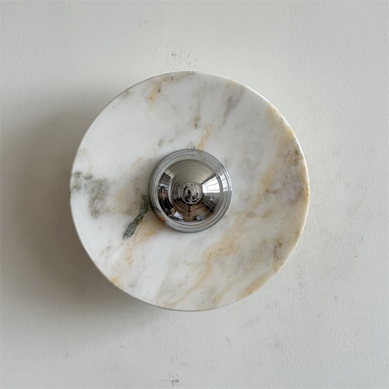 Alba Modern Minimalist Chrome Marble Metal Wall Lamp - Letslighting