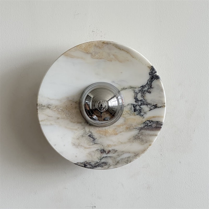 Alba Modern Minimalist Chrome Marble Metal Wall Lamp - Letslighting