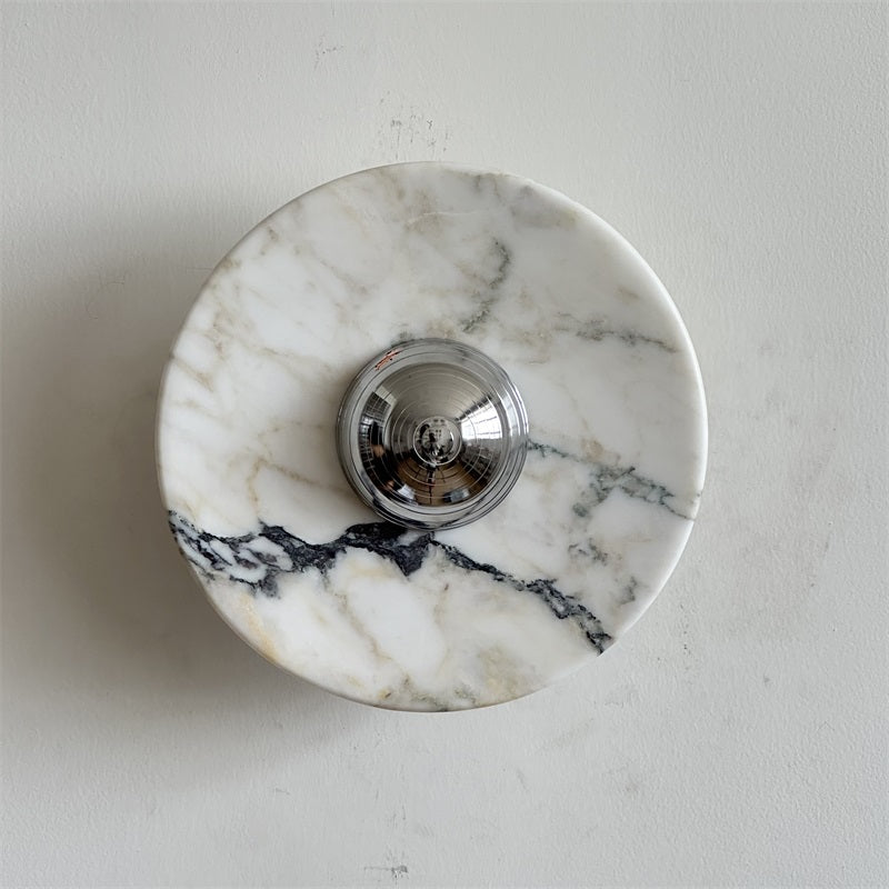 Alba Modern Minimalist Chrome Marble Metal Wall Lamp - Letslighting