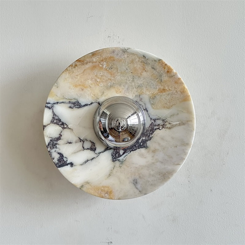 Alba Modern Minimalist Chrome Marble Metal Wall Lamp - Letslighting