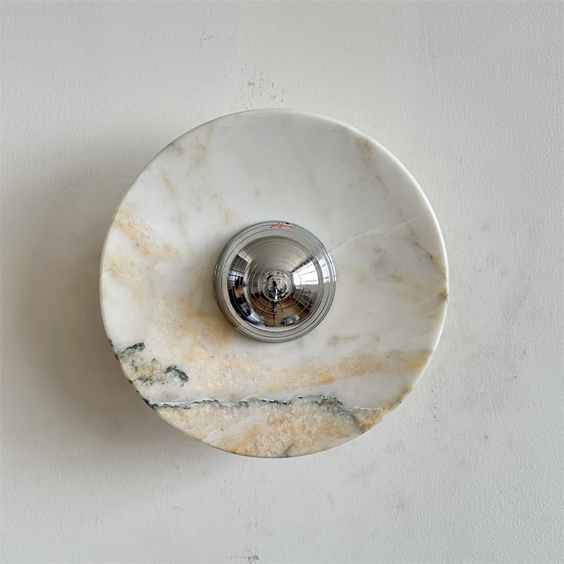 Alba Modern Minimalist Chrome Marble Metal Wall Lamp - Letslighting