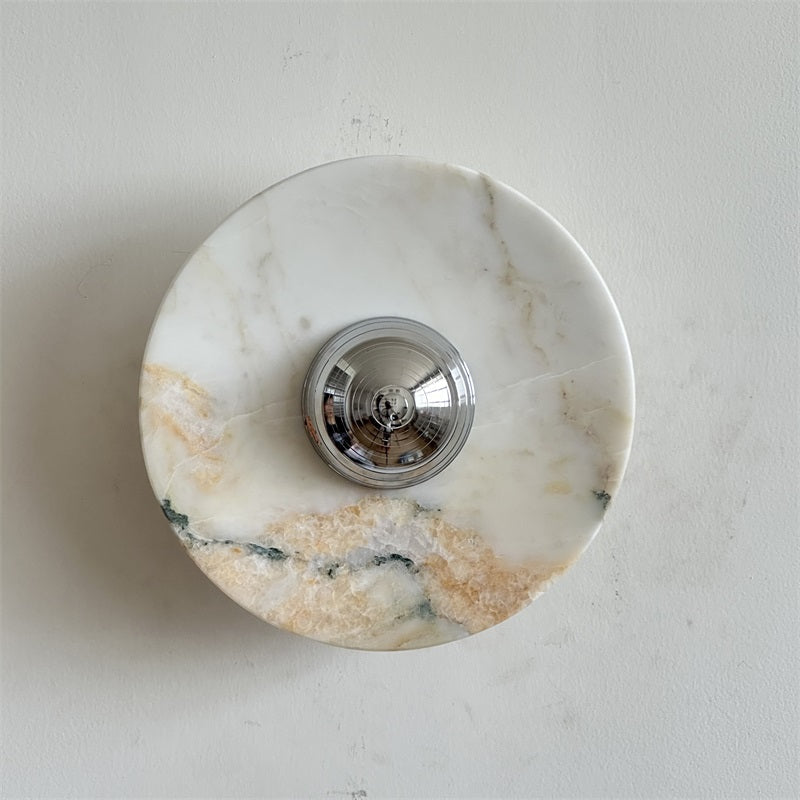 Alba Modern Minimalist Chrome Marble Metal Wall Lamp - Letslighting