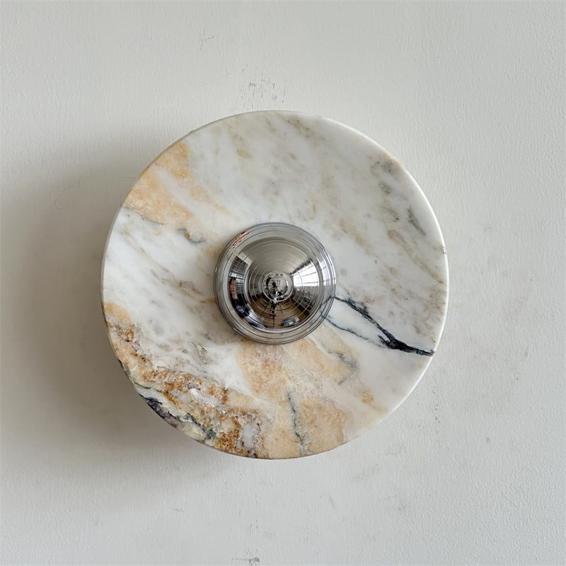Alba Modern Minimalist Chrome Marble Metal Wall Lamp - Letslighting