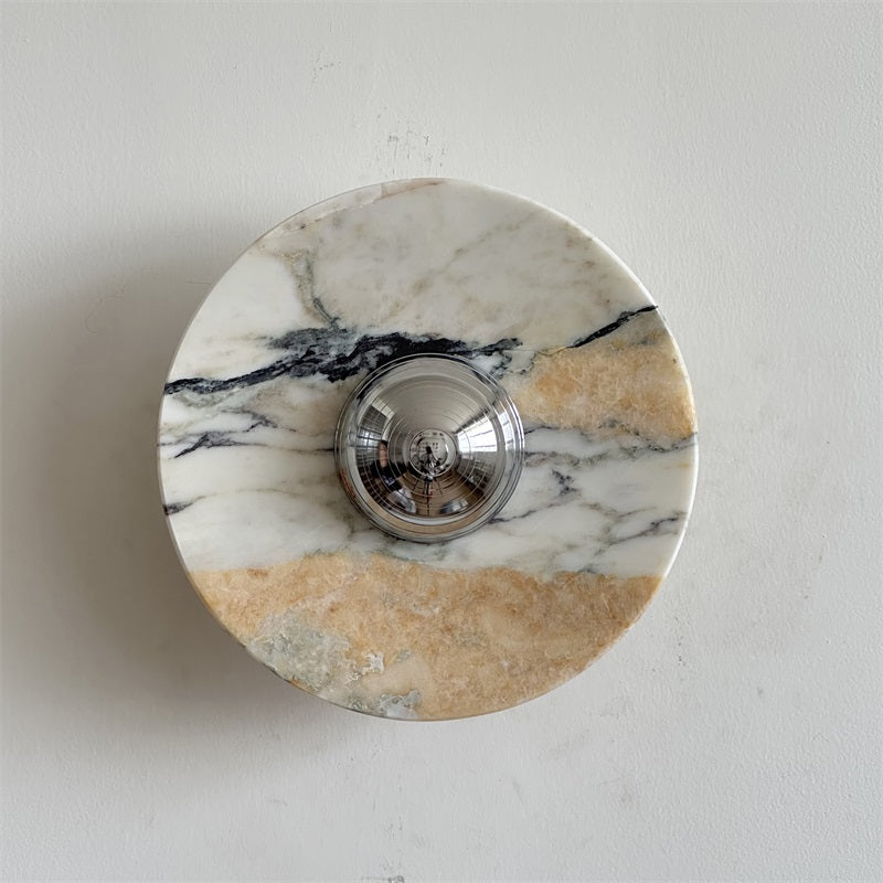 Alba Modern Minimalist Chrome Marble Metal Wall Lamp - Letslighting