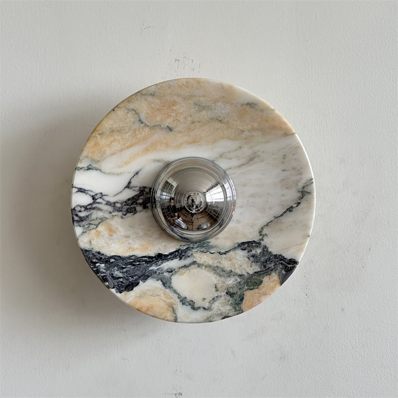 Alba Modern Minimalist Chrome Marble Metal Wall Lamp - Letslighting