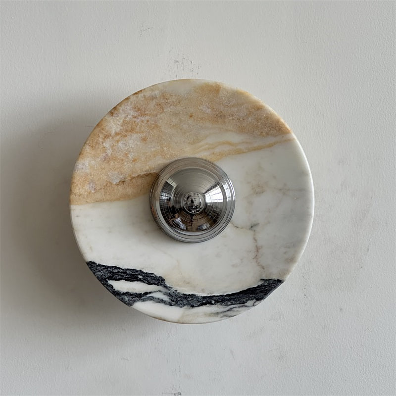 Alba Modern Minimalist Chrome Marble Metal Wall Lamp - Letslighting