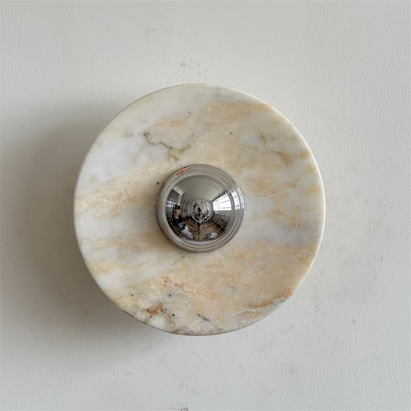 Alba Modern Minimalist Chrome Marble Metal Wall Lamp - Letslighting