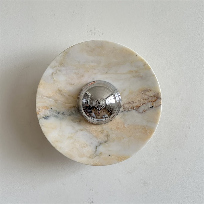 Alba Modern Minimalist Chrome Marble Metal Wall Lamp - Letslighting