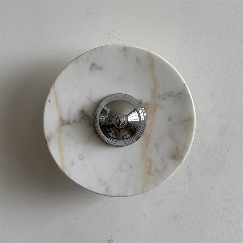Alba Modern Minimalist Chrome Marble Metal Wall Lamp - Letslighting