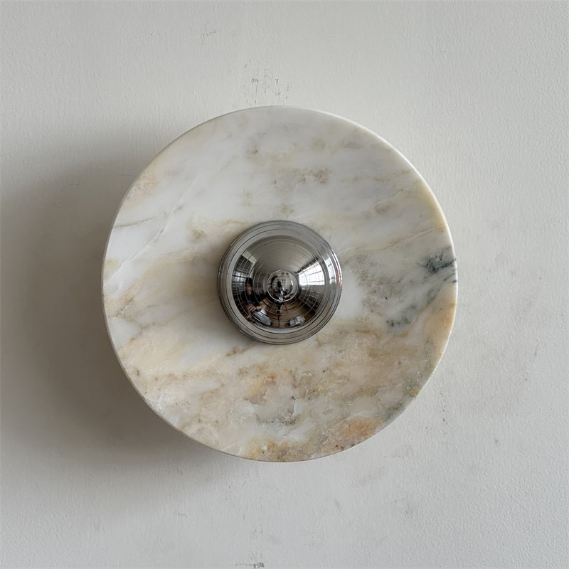 Alba Modern Minimalist Chrome Marble Metal Wall Lamp - Letslighting