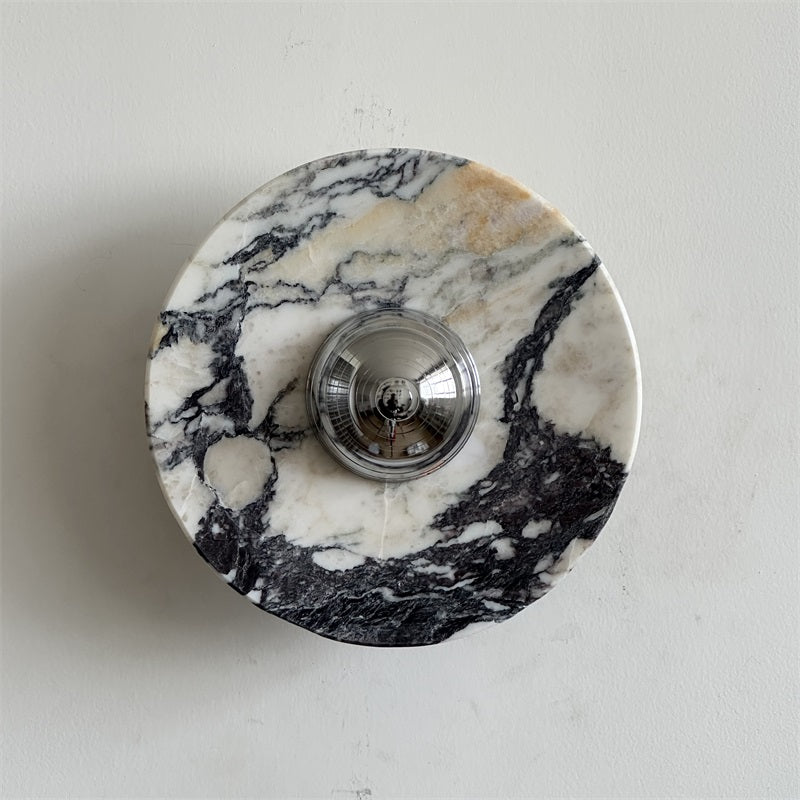Alba Modern Minimalist Chrome Marble Metal Wall Lamp - Letslighting