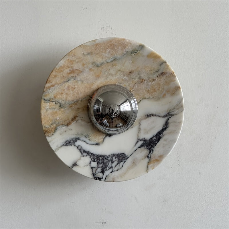 Alba Modern Minimalist Chrome Marble Metal Wall Lamp - Letslighting