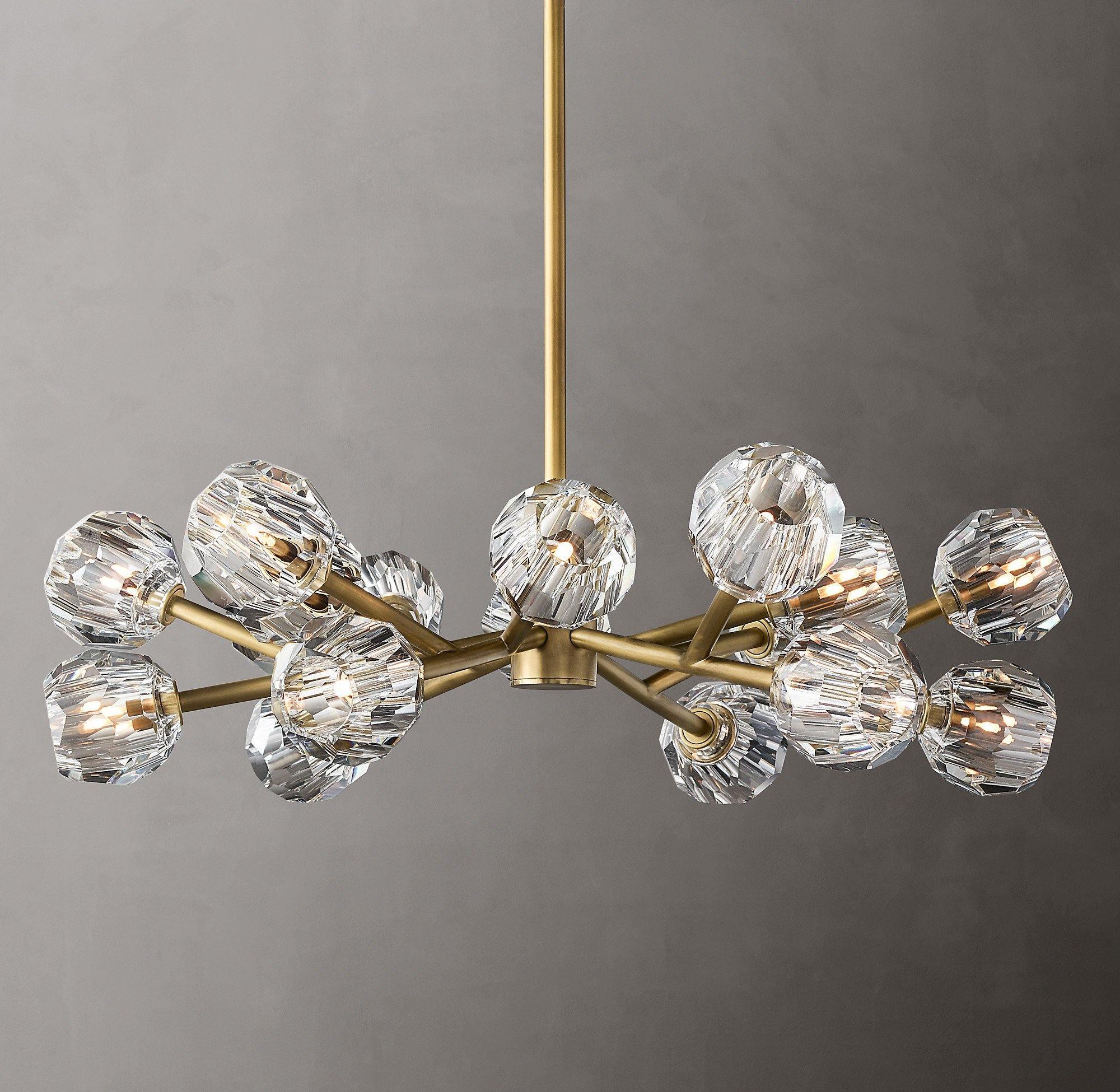 Lustra Kristallkugel Pendelleuchte Messing Cluster-Letslighting