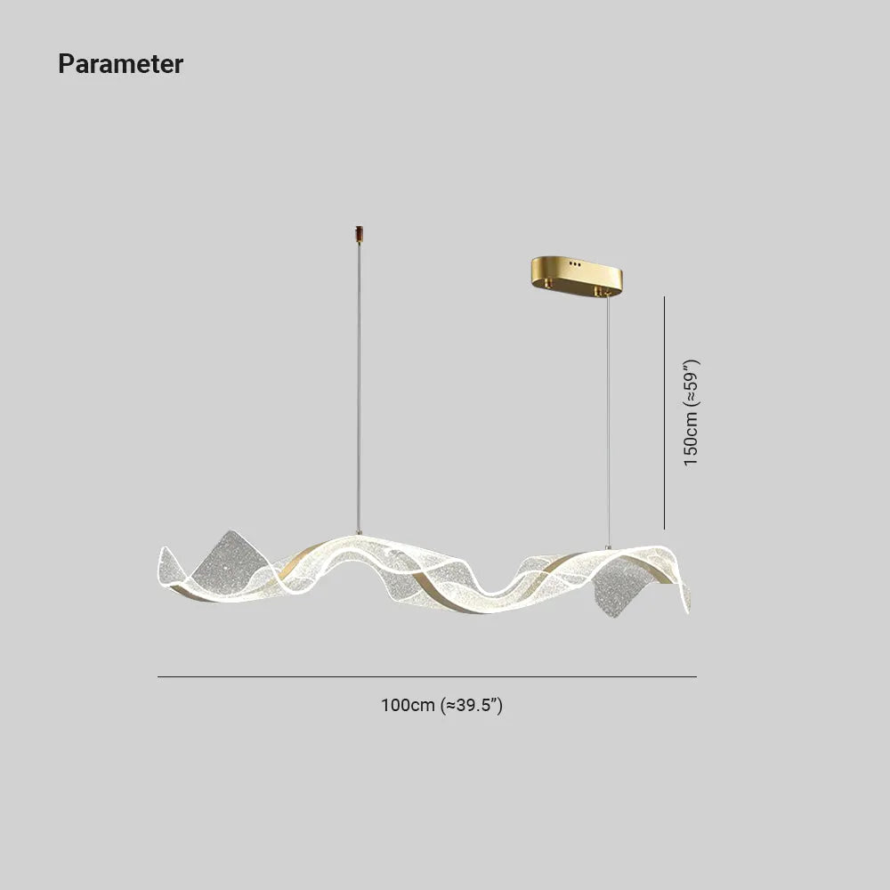 Kristy Pendelleuchte Designer Wave Acrylic, Weiß/Gold, Esszimmer