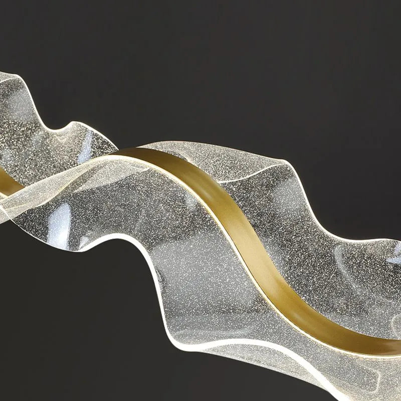 Kristy Pendelleuchte Designer Wave Acrylic, Weiß/Gold, Esszimmer
