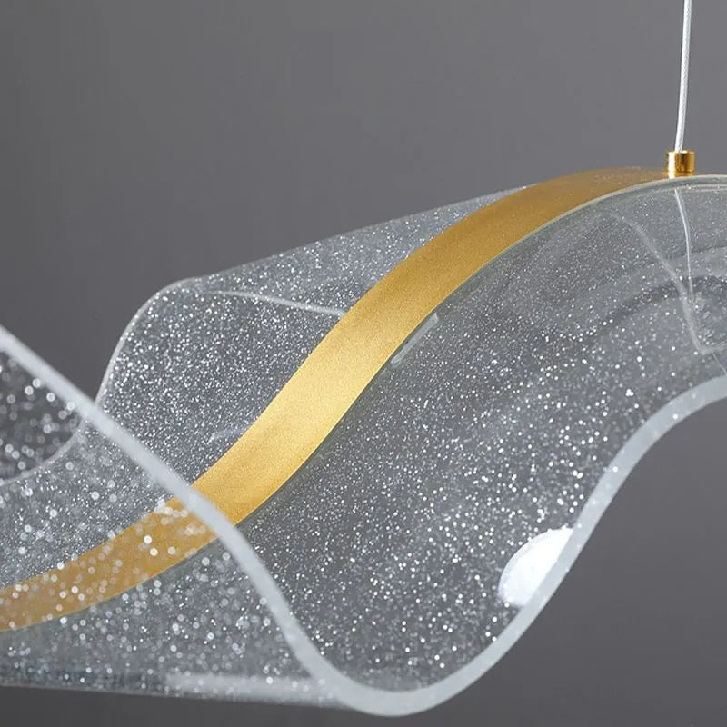 Kristy Pendelleuchte Designer Wave Acrylic, Weiß/Gold, Esszimmer
