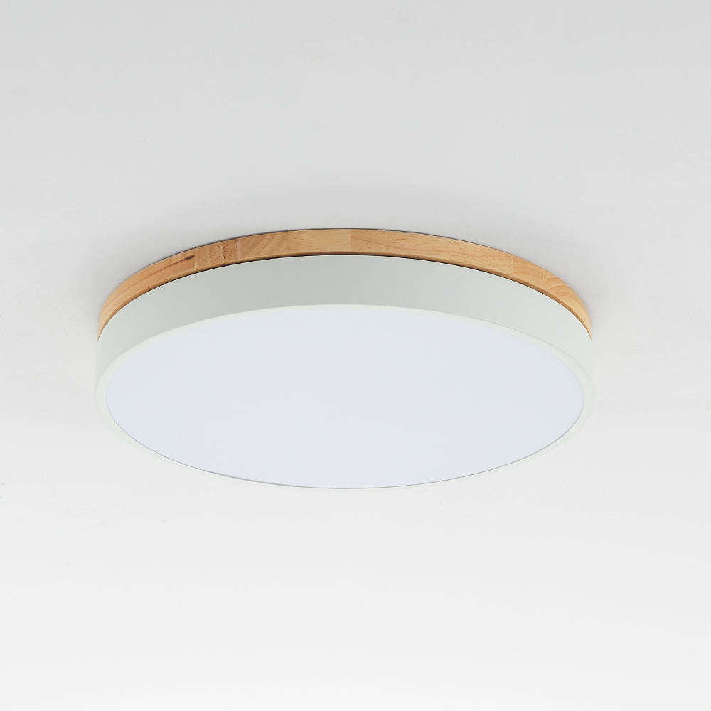 Aria Modern LED Deckenleuchte Rund, Weiß/Gelb/Grün/Grau, Schlafzimmer, Metall Holz