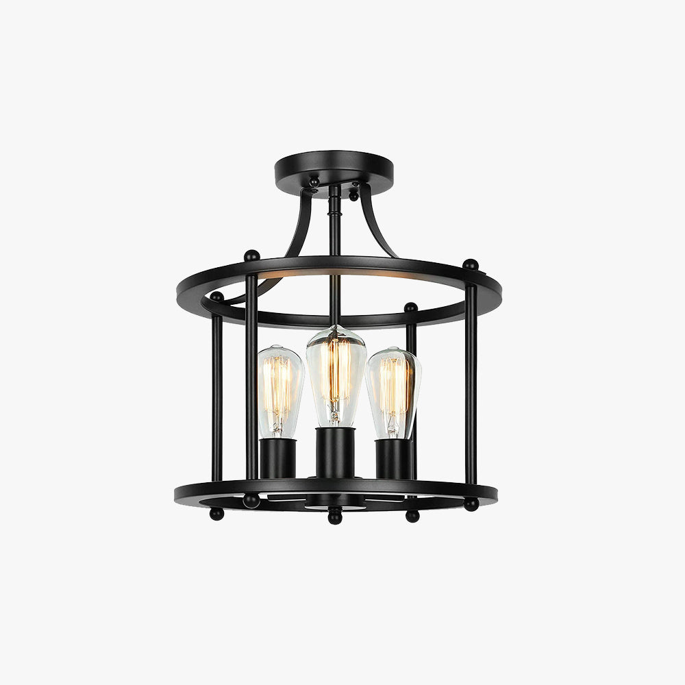 Silva Vintage LED Deckenleuchte Halbfertig Schwarz Wohn/Schlafzimmer Metall&Glas 4-flammig